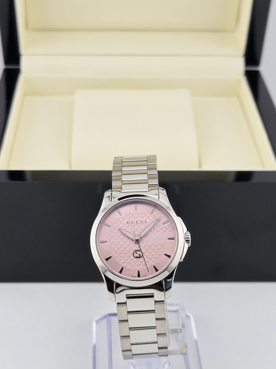 Gucci G-Timeless YA1265047 Pink Dial Stainless Steel Women's Watch