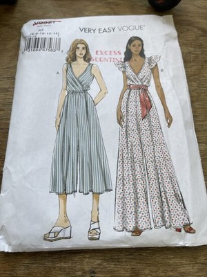 Vogue Pattern V9321 Ms EASY Mock Wrap Front Jumpsuit 2 Lengths w/Opts Sz 6-14