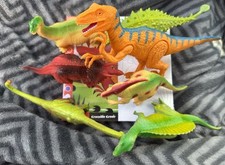 Lot Of 7 Assorted Toy Dinosaurs 1 Dinosaur Paint Canvas Craft   