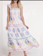 Hermoza Olivia Floral Smocked Tiered Maxi Dress | M