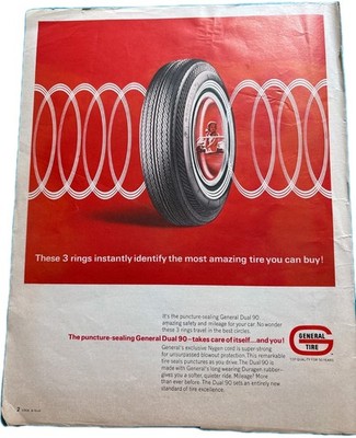 1965 General Tire Dual 90 Print Ad Puncture Sealing 3 Rings Whitewall Tires