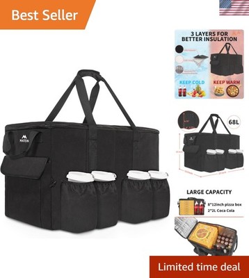 Reliable Insulated Food Delivery Bag with Organizational Pockets for Transport