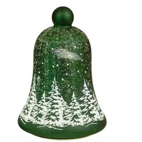 LED Dekoobjekt Glocke Frosty Winterwald GrüN H. 22Cm Glas Mit Timer Formano