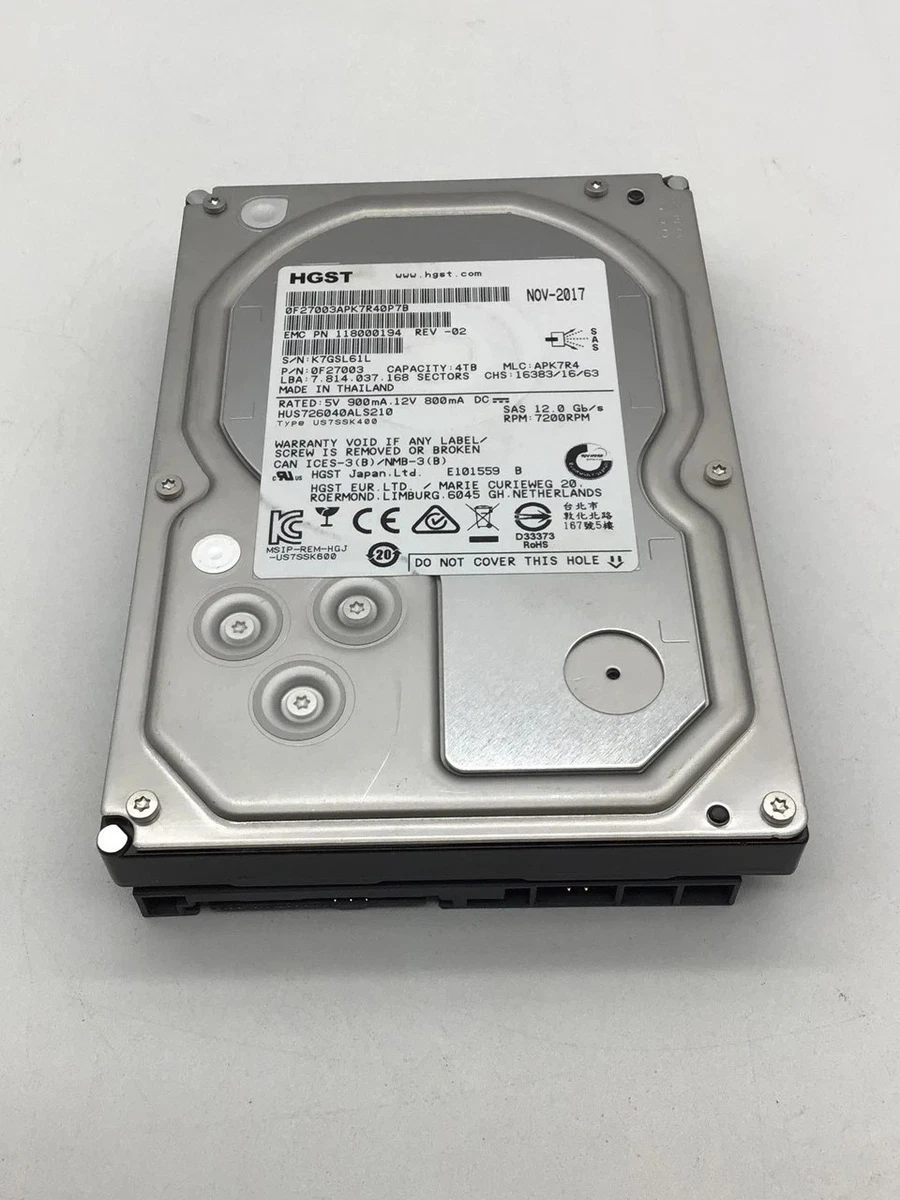 HGST SAS Internal Hard Disk Drives 4 TB Storage Capacity for sale