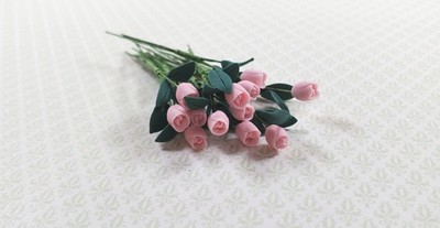 Dollhouse Light Pink Tulips Loose Bouquet One Dozen 1:12 Scale Miniature