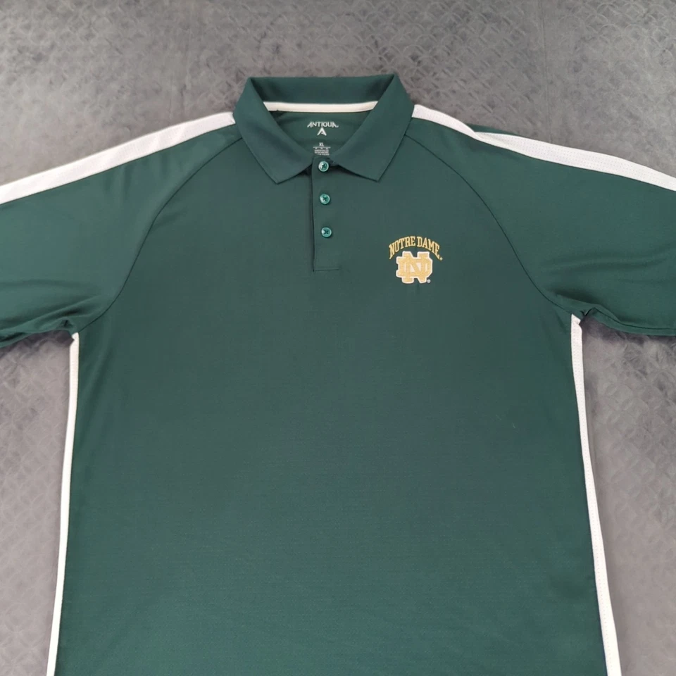 Notre Dame Fighting Irish Polo Shirt Green Antigua Short Sleeve Men XL - Image 3 of 4