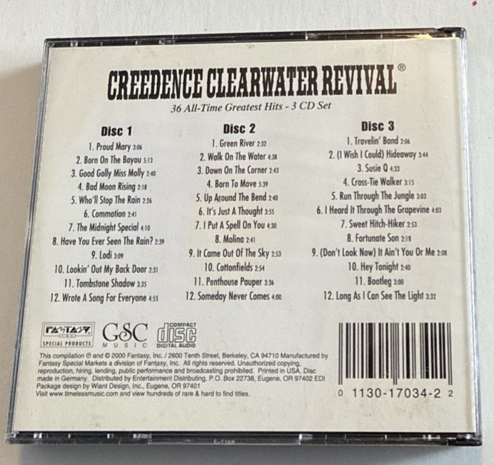 Creedence Clearwater Revival 3 CD Box Set 36 All Time Greatest