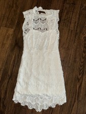 Intimately Free People Lace Mini Dress White Mock Neck Sleeveless Size XS