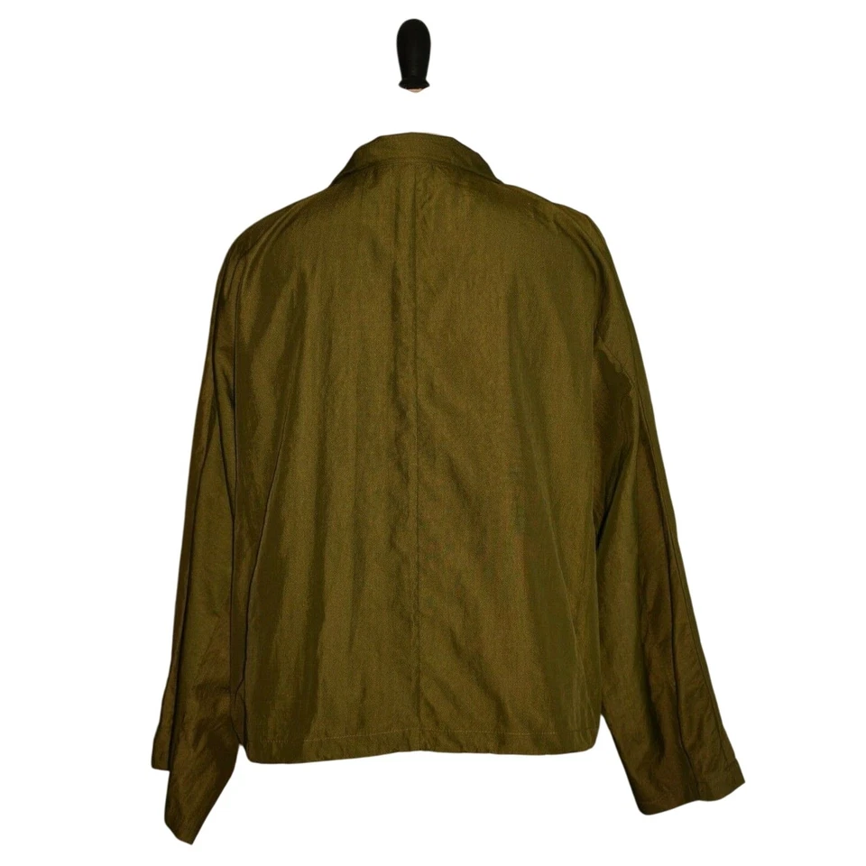 LOGO LORI GOLDSTEIN NEW $94 Nylon Zip Front Jacket Dark Olive Large - Image 2 of 3