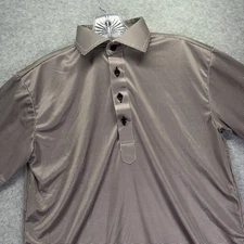 Collars & Co Dress Collar Polo Shirt Mens Small Brown Houndstooth Performance