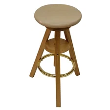 Wooden Adjustable Stool, Natural Finish with Water-Washed White (Collectible)