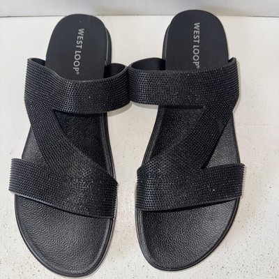 West Loop Black Sandals Open Toe Women Size 9/10 No Box
