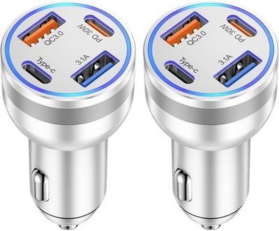 USB C Car Charger Quick Charge 2 Pack 4 Ports 65W Fast USBC Car Charger