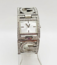 VINTAGE GUESS SILVER TONE WATCH with G CRYSTAL LOGO LETTERS - U12539L1