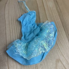 Barbie Doll Blue Sleeveless Dress Metallic Mesh Layered Tutu Skirt