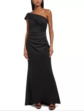 Eliza J Women's Asymmetric-Neck Side-Pleat Scuba Gown Sz12 $188 (626)