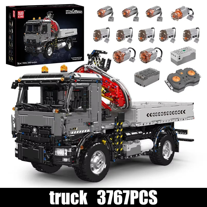 Toys Rc Truck Mounted Crane Transport Vehicle Building Block