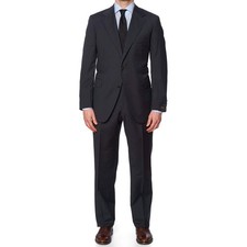 SARTORIA PARTENOPEA for VANNUCCI Gray Pinstriped Wool Super 130's Handmade Suit