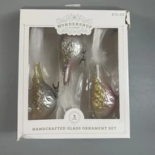 Target Bird Ornament Set Wondershop Glass Clip On Glitter Christmas Decor