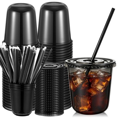50 Sets Clear Plastic Cups with Lids and Straws, Disposable Iced Coffee Cups ...
