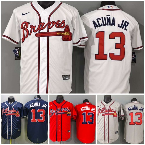 Tariffs Free! ATL Braves #13 Ronald Acuna Jr. Cool Base Sewn Stitched Jersey.