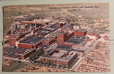 Armstrong's General Offices Linoleum Plant Birdseye Lancaster Vintage Postcard
