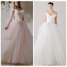 Princess pink ivory tulle wedding dress wedding dress 32-60 off straps n.measurement