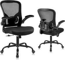 Youhauchair - Ergonomic Mesh Office Chair with Flip-up Armrests - Black