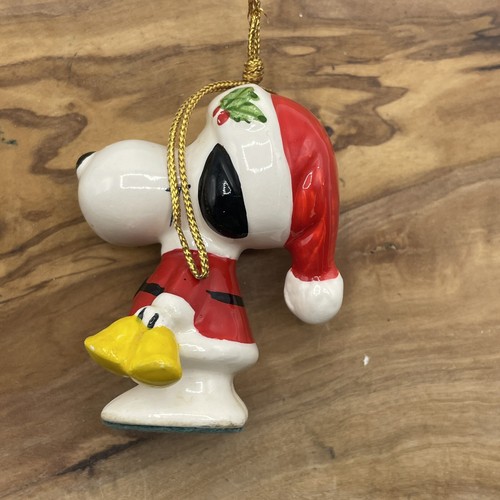 Campanas de transporte vintage Peanuts Snoopy adorno de Navidad de cerámica 1958 Japón - Imagen 6 de 7
