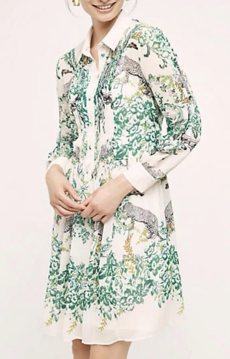 green leopard shirt dress