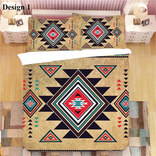 Quilt Cover Set BOHO Aztec Geometric Diamonds Triangles Patchwork Bedding Duvet - Bild 16 von 25