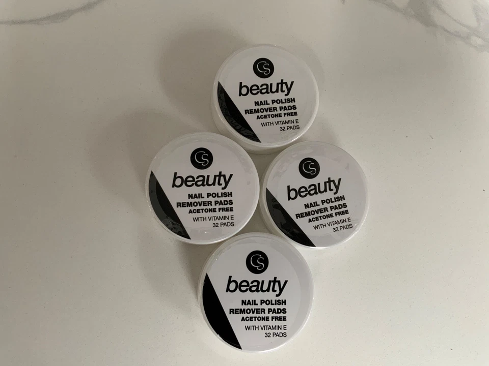 cs beauty nail polish remover pads acetone free x4 tubs