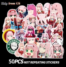50pcs DARLING in The FRANXX 02 ZERO Vinyl Stickers for Skateboard/Luggage/Laptop
