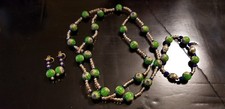 Handmade Green turquoise Glass Necklace Bracelet And Earring Set
