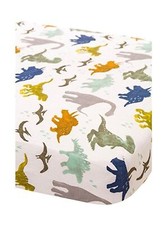 Little Unicorn Dino Friends Fitted Crib Sheet  100 Cotton Muslin  Super So...