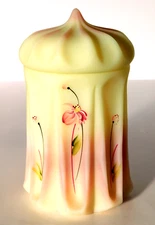 Fenton Burmese Floral Satin Art Glass Uranium Persian Tent Box 6" Mint RARE