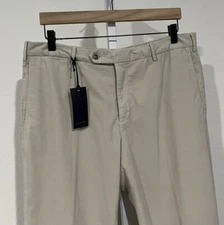 Zanella NWT Size 36 Flat Front Cotton Blend Corduroy Pants in Light Gray Parker