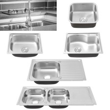 Stainless Steel Bowl &Drainer Waste Kit Kitchen Sink Hand Basin Mixer Tap Spray