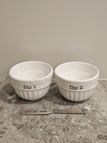 Mud Pie Dip's the Thing Stacked Dip Cups Ceramic