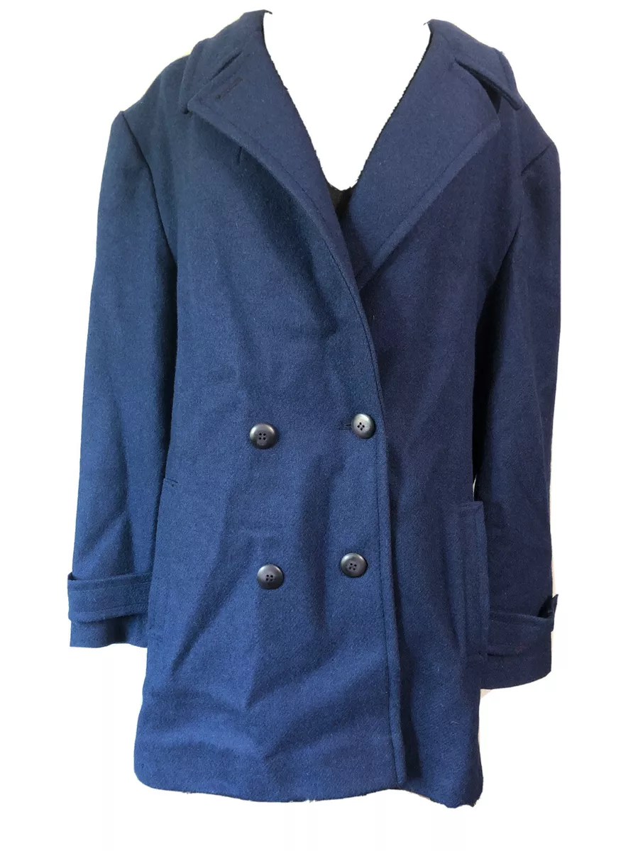 Pendleton Women s Navy Virgin Wool 2 Button Pea Coat Jacket Size 18