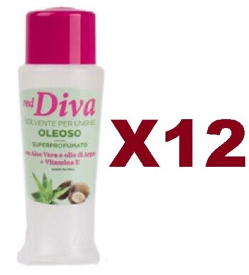 12 ACETONE RED DIVA NAIL SOLVENT OILY SCENTED WITH ALOE ARGAN OIL