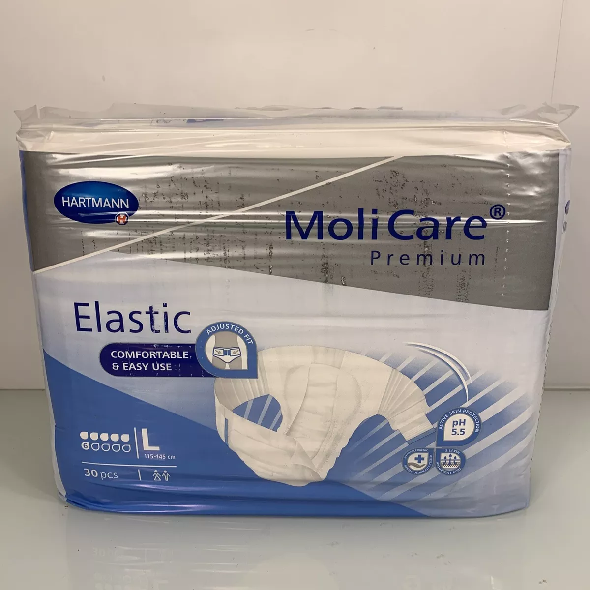 MoliCare Premium Elastic Incontinence Brief LGE 30 Ct Hypoallergenic  Adjustable