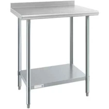 24"W x 30"L Stainless Steel Prep and Work Restaurant Table with Backsplash