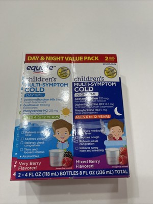 Equate Childrens Multi-Symptom Cold Daytime & Nighttime Medicine Berry  Flavor