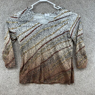 Jaclyn Smith Women's Blouse Pullover Size Extra Large 3/4 Sleeve Buckle Chain