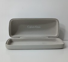 Calvin Klein White Hard Shell Sunglass Eyeglass Case Unisex Leather Preowned