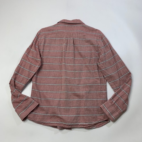 Marine Layer Shirt Mens M Medium Red White Washed Striped Cotton Chest Pocket - Picture 6 of 7
