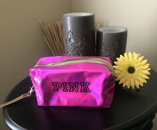Pink Holographic Metallic Makeup Cosmetic Bag zipper wristband