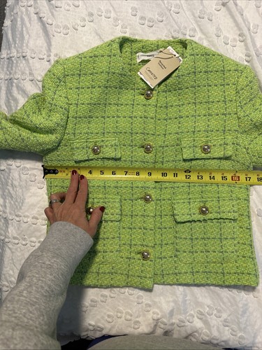 Blazer Nordstrom Mango verde lima a cuadros tweed business nuevo con etiquetas - Imagen 7 de 13
