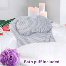 Non-Slip Luxury Bathtub Pillow 6 Suction Soft Hot Tub Neck and Back Support New
